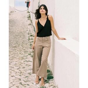 Harly Jae light brown wide leg hemp blend pants size XL casual flat front